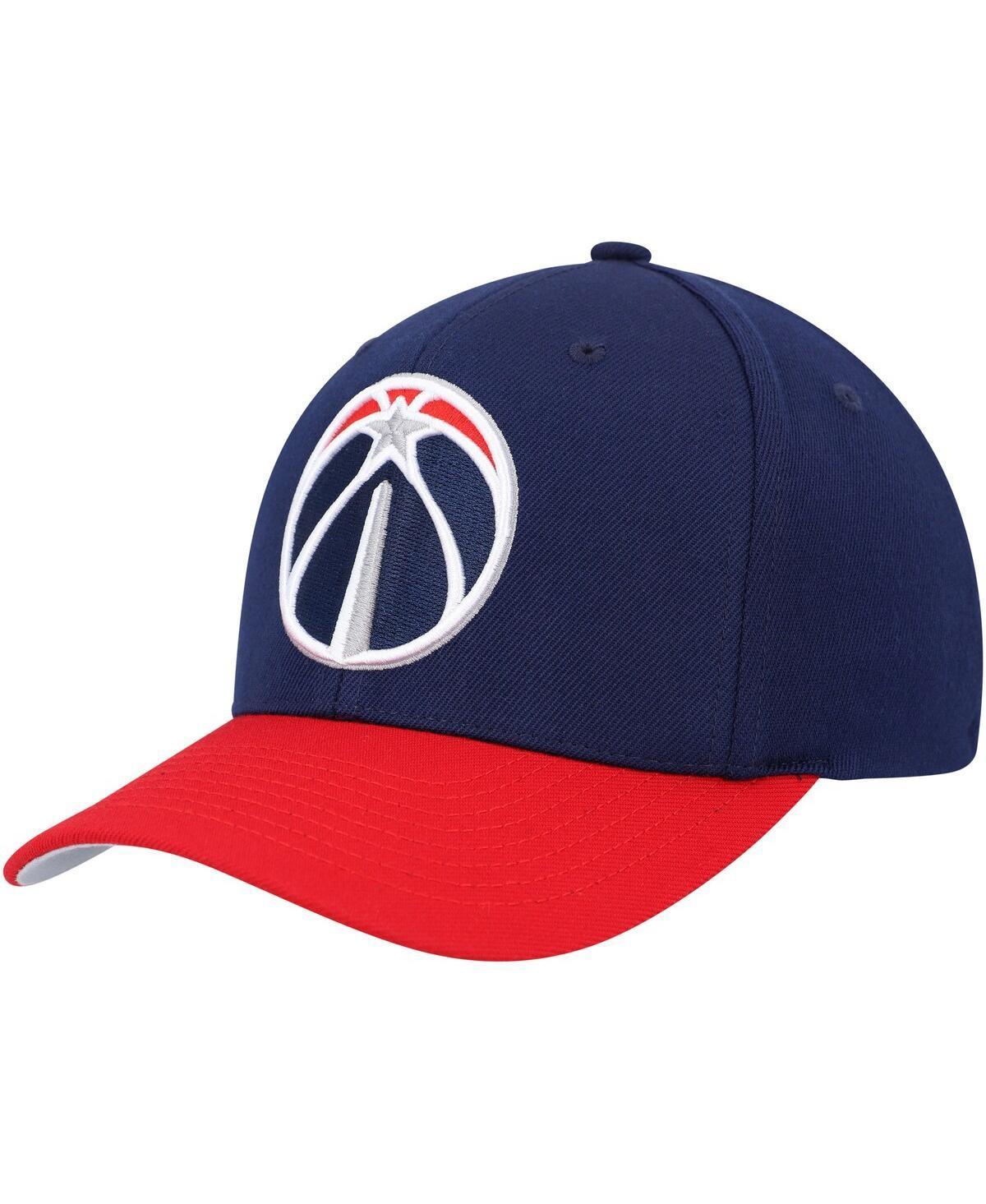 Mens Mitchell & Ness Navy/Red Washington Wizards MVP Team Two-Tone 2.0 Stretch-Snapback Hat, Wiz Blue Product Image