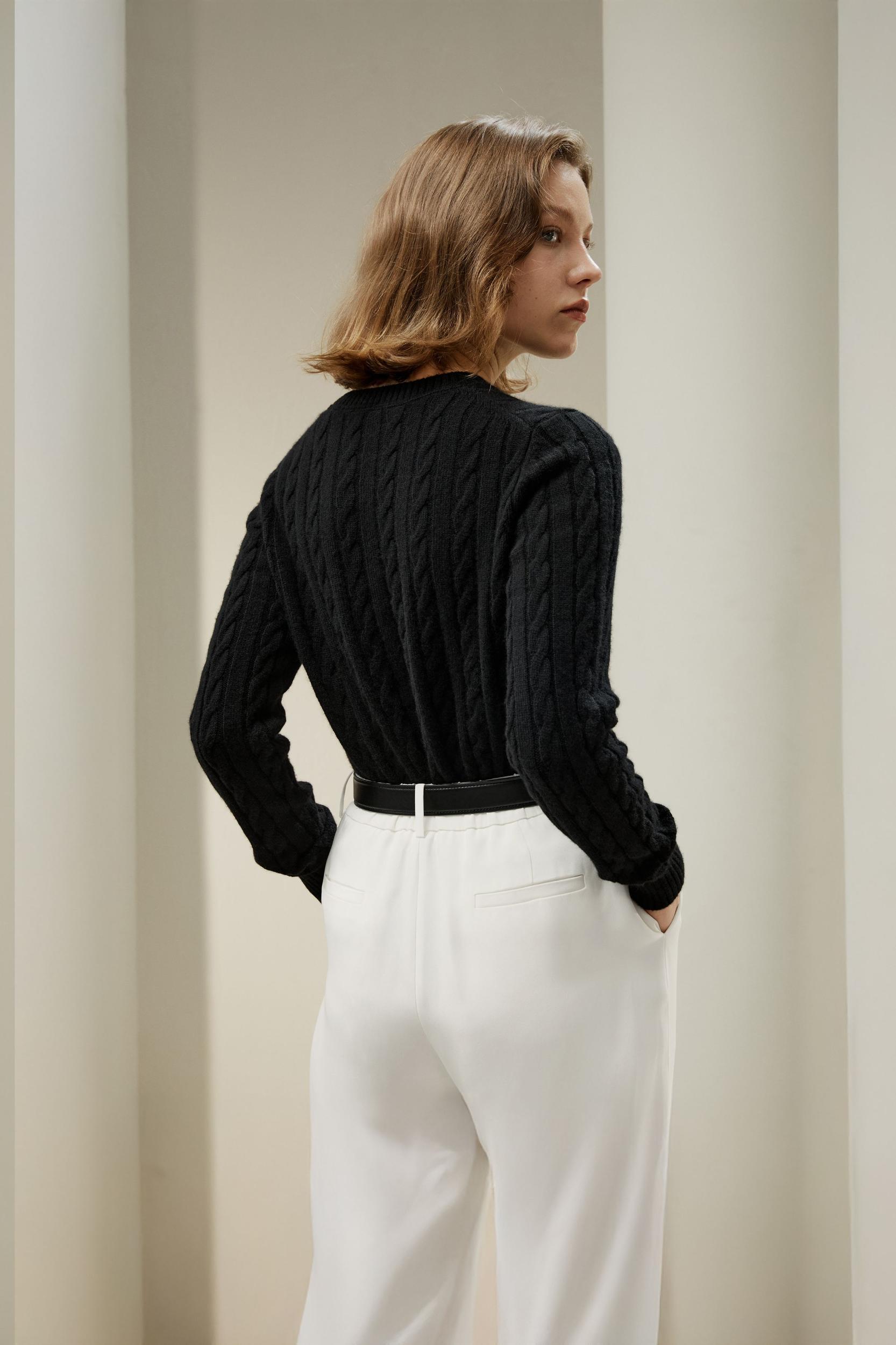 LILYSILK Woolen Pullover - for Women - Camel Cashmere-Wool Blend - Comfortable Ribbed Edges Sweater L Product Image