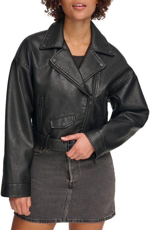 Womens Levis Cropped Faux Leather Moto Jacket Product Image