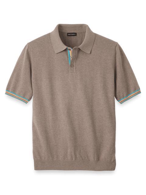 Cotton Three Button Polo - Brown Product Image