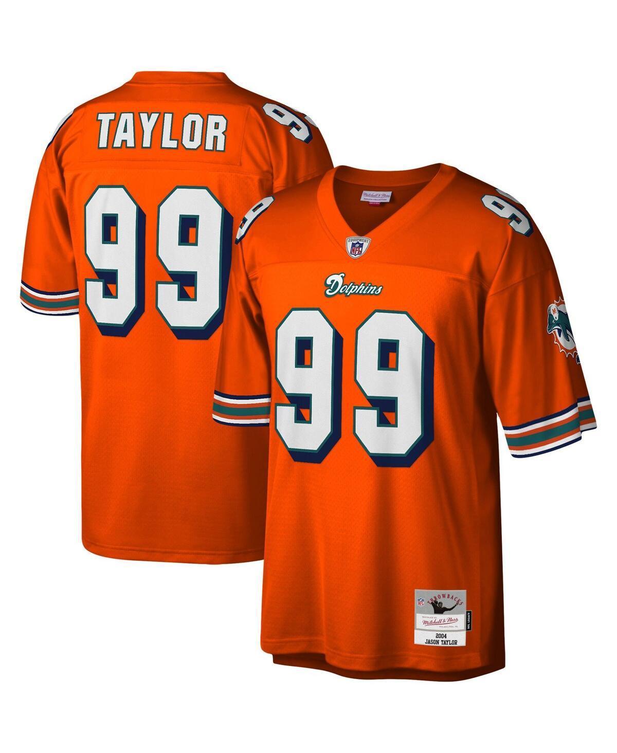 Men's Mitchell & Ness Jason Taylor Orange Miami Dolphins Big & Tall 2004 Retired Player Replica Jersey, Size: 6XB Product Image