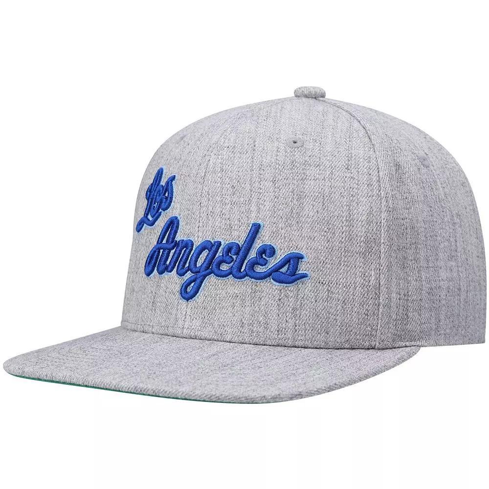 Men's Mitchell & Ness Heathered Gray Los Angeles Lakers Hardwood Classics Team 2.0 Snapback Hat, Grey Product Image
