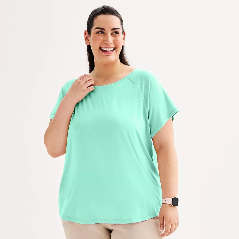 Plus Size Tek Gear® Core Raglan Tee, Women's, Size: 2XL, Behling Green Product Image