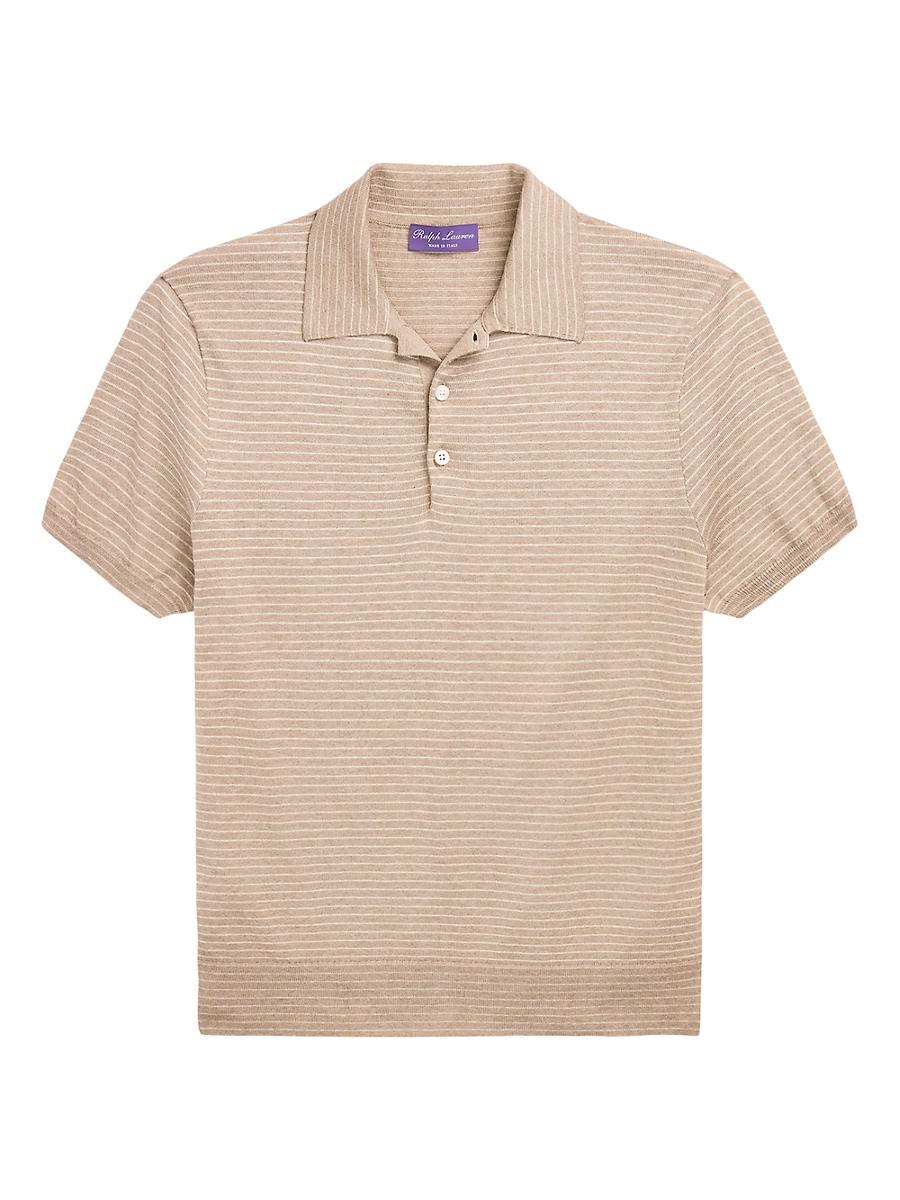 Mens Striped Silk-Cotton Polo Shirt Product Image