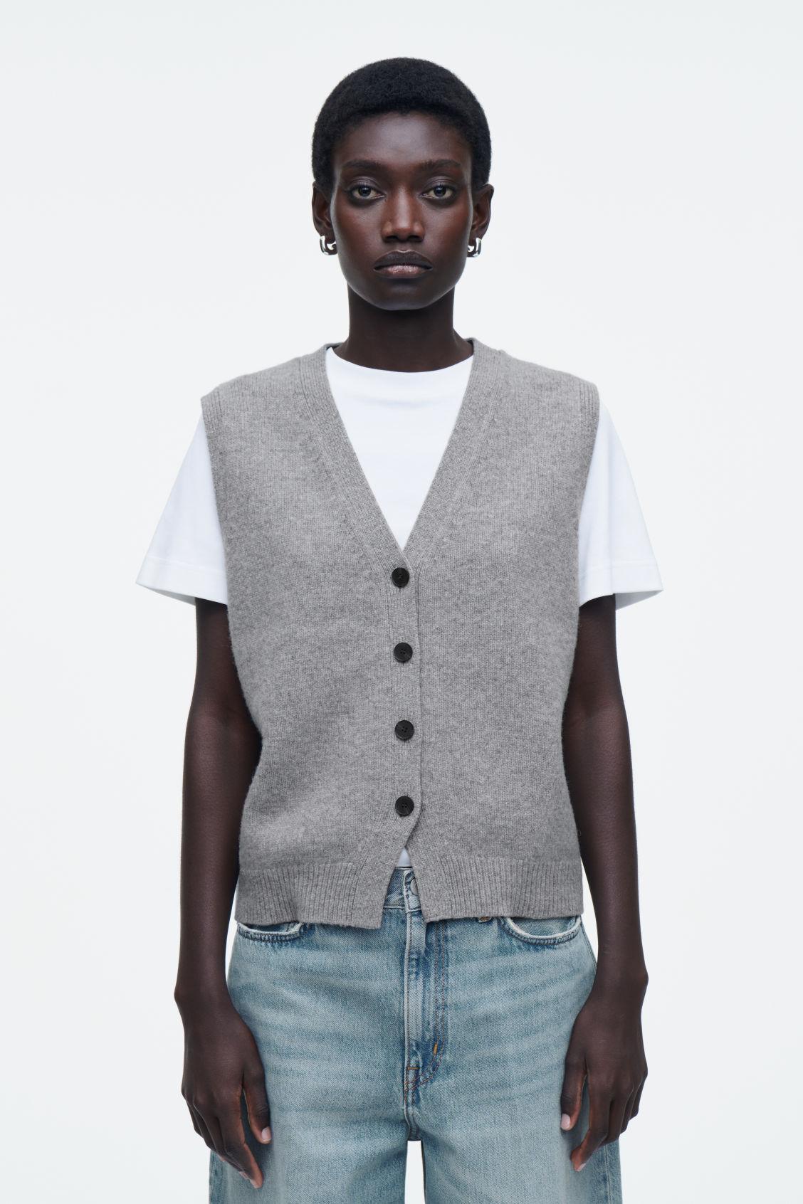 V-NECK MERINO WOOL WAISTCOAT Product Image