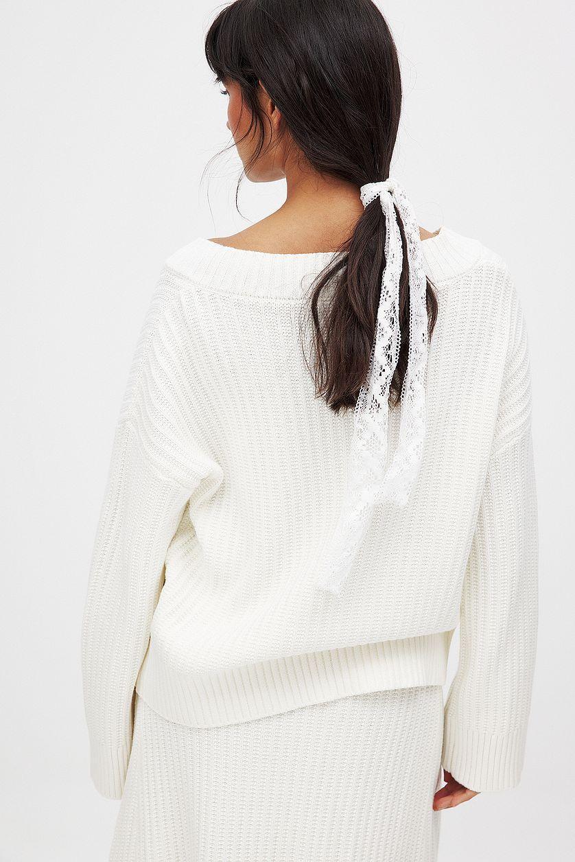 Knitted Oversized V-Neck Sweater Product Image