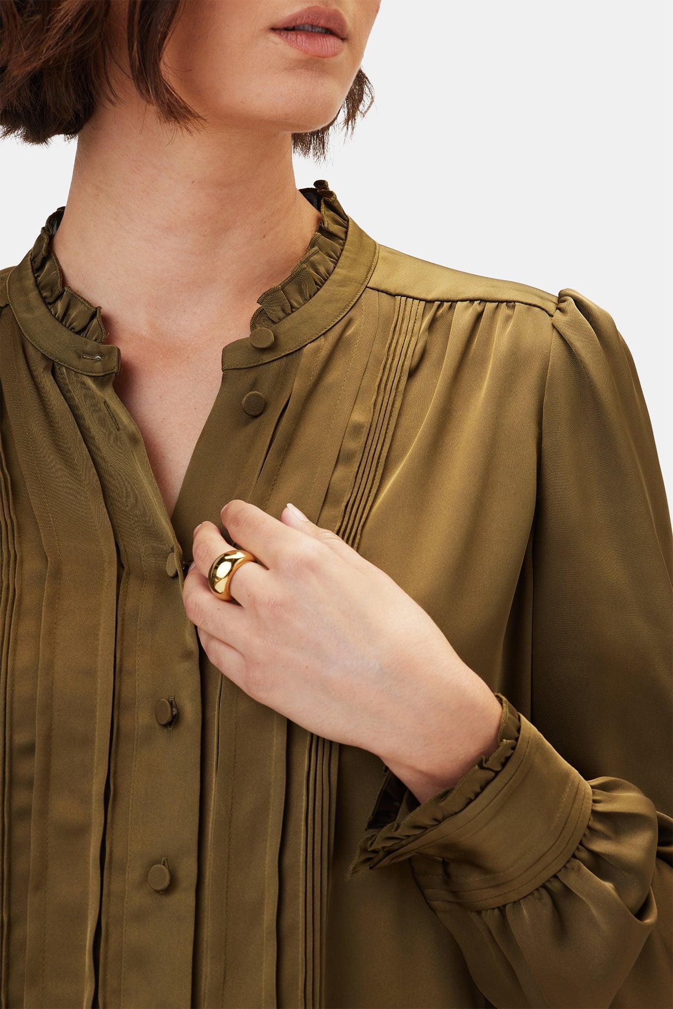 Charlotte Blouse - Bronzed Olive Product Image