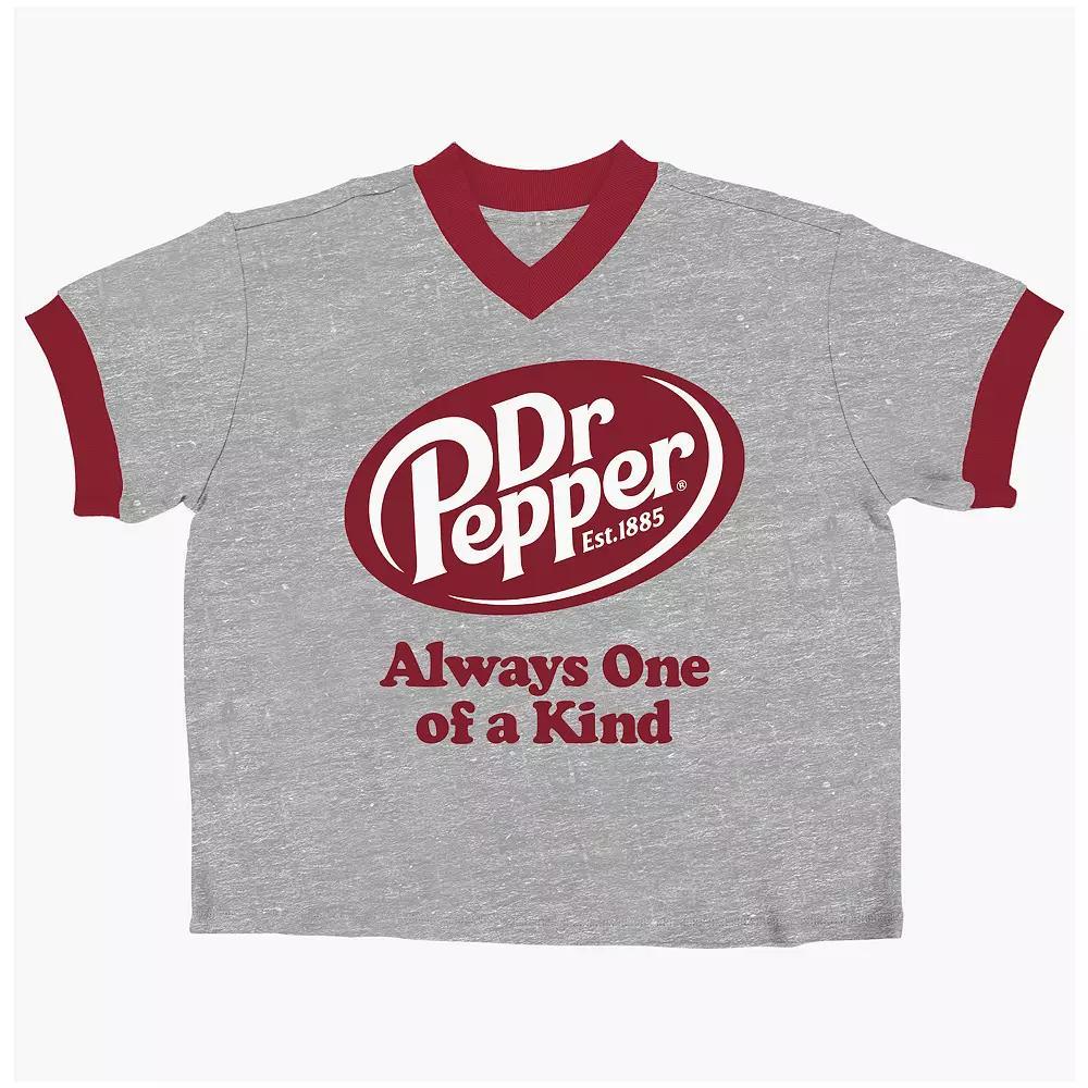 Juniors' Dr Pepper Always One & Of A Kind V-Neck Baby Graphic Tee, Women's,  Product Image