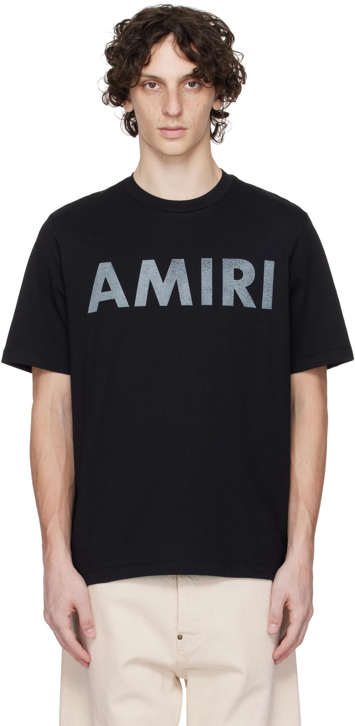 AMIRI Black Cotton T-shirt With Bold Logo Statement Product Image