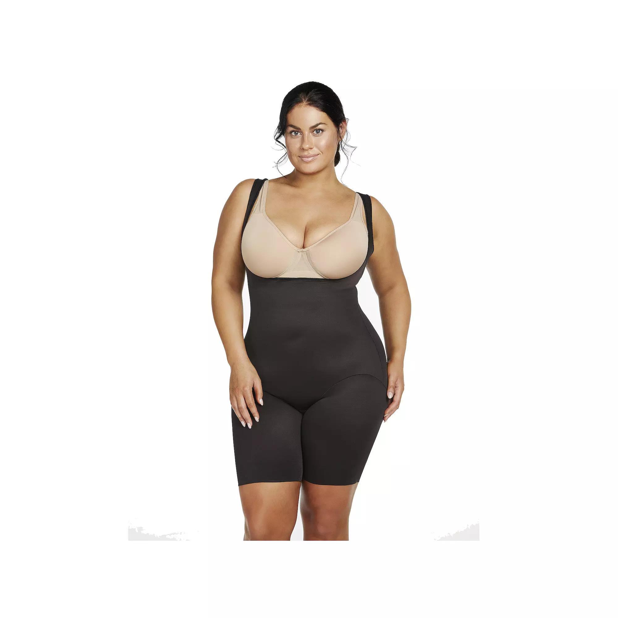 Plus Size Naomi & Nicole® Firm Control Shapewear Unbelievable Comfort® Torsette Thigh Slimmer 7776, Women's, Size: 3XL, Black Product Image