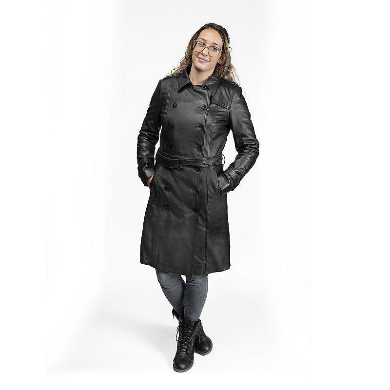 Women's Whet Blu Ashley Leather Trench Coat, Size: XXL, Black Product Image
