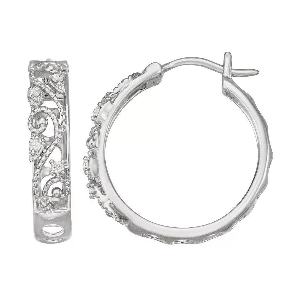 HDI 1/10 Carat T.W. Diamond Hoop Earrings, Women's, Sterling Product Image