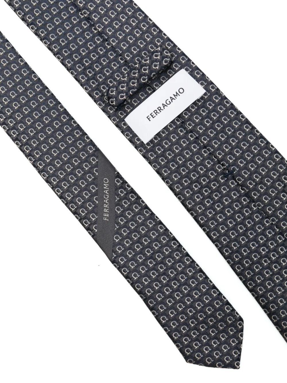 FERRAGAMO Gancini Jacquard Tie In Blue Product Image