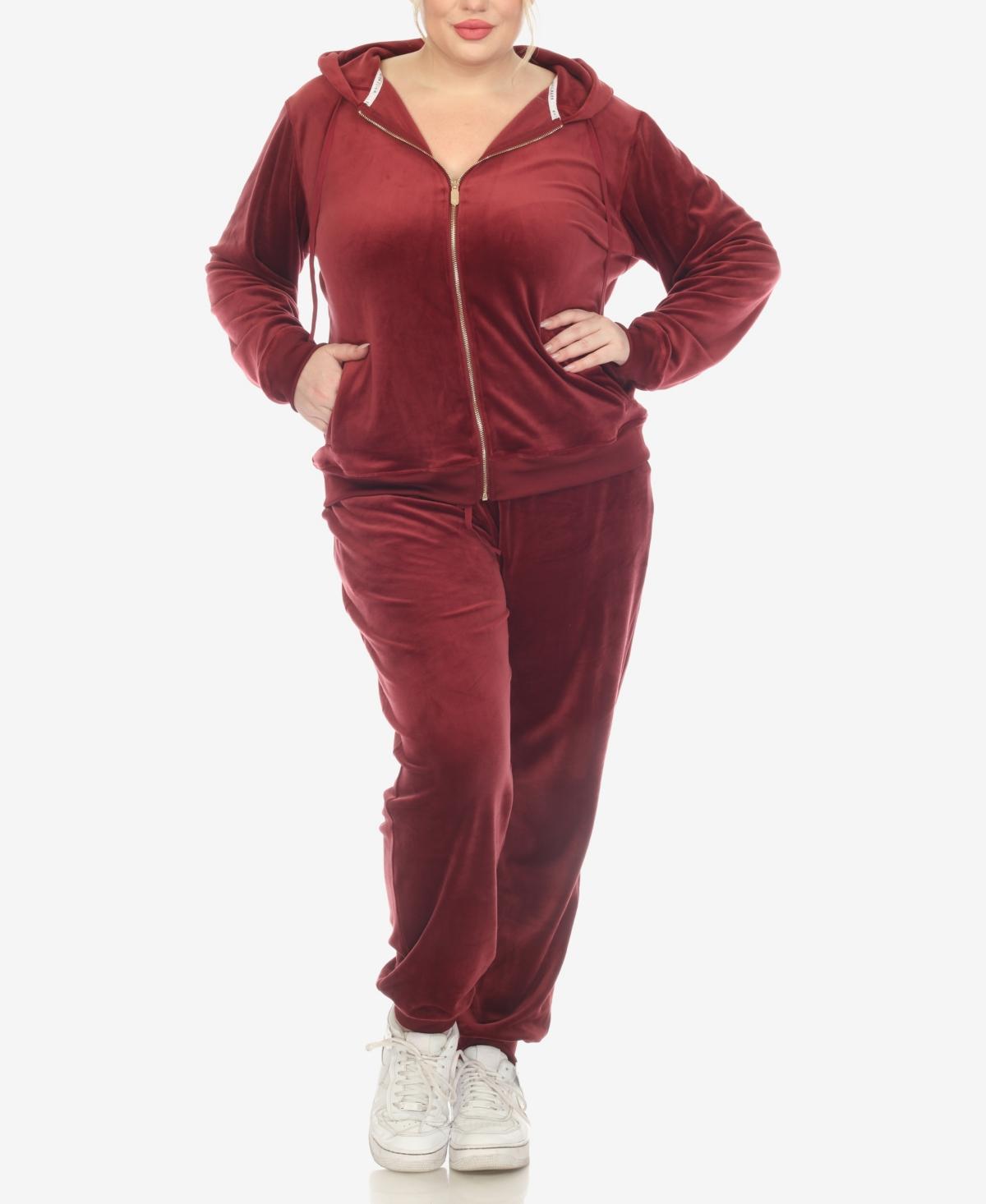 White Mark Plus Size Velour Tracksuit Loungewear 2pc Set Product Image