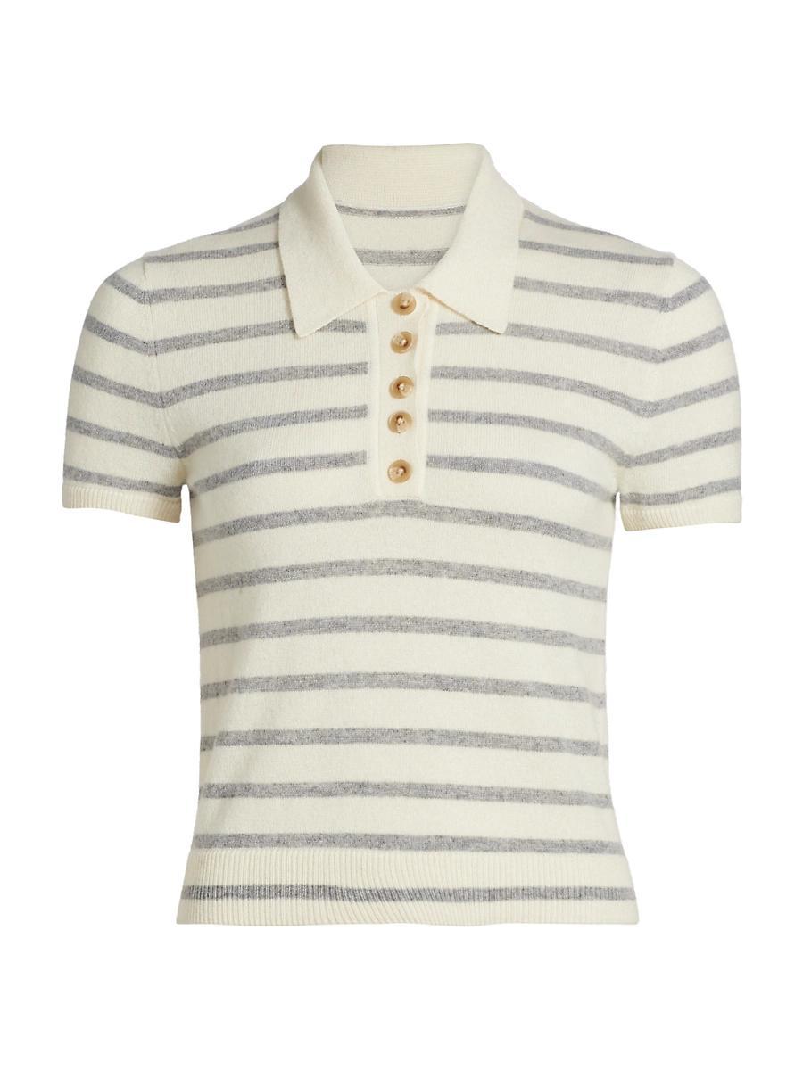 Womens Brandt Striped Cashmere Polo Top Product Image