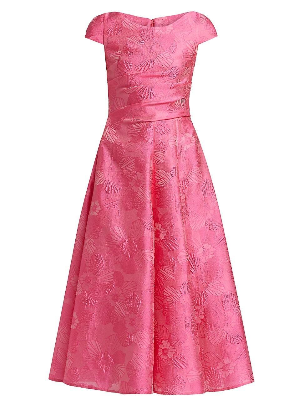 Womens Floral Jacquard Midi-Dress Product Image