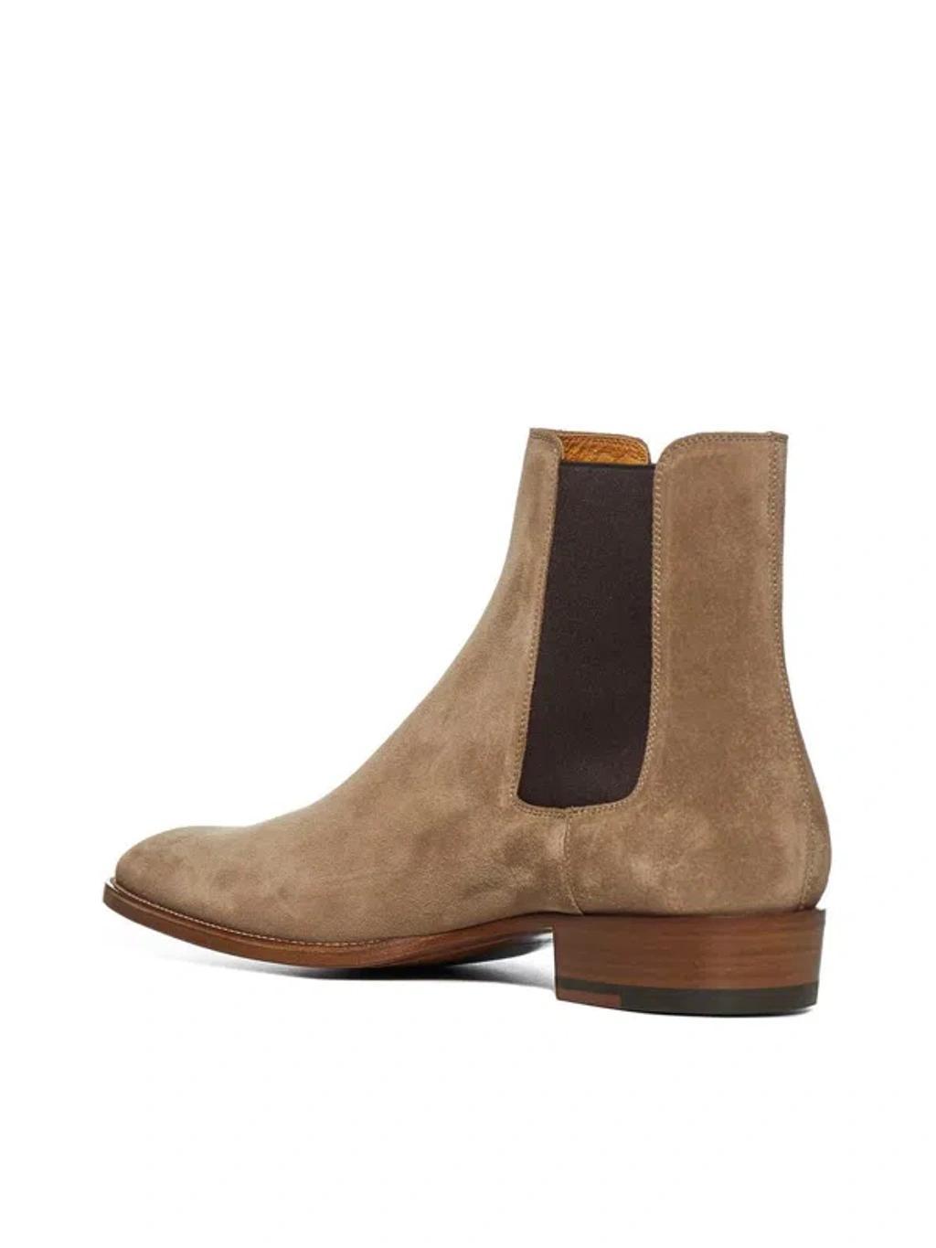 SAINT LAURENT Wyatt Suede Chelsea Boots In 9870 New Sigaro Product Image