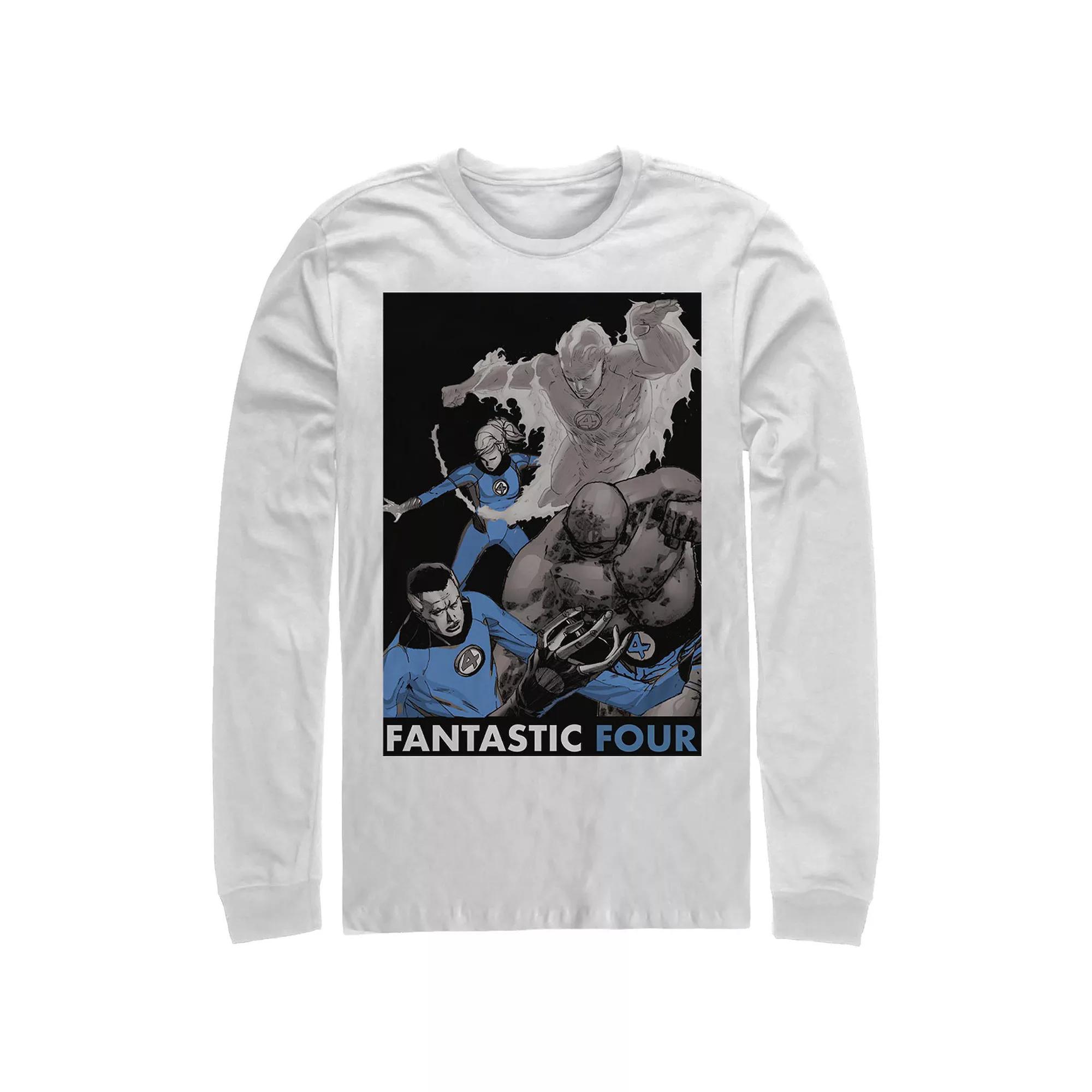 Men's Marvel Fantastic Four Team Poster Long Sleeve Graphic Tee,  Product Image