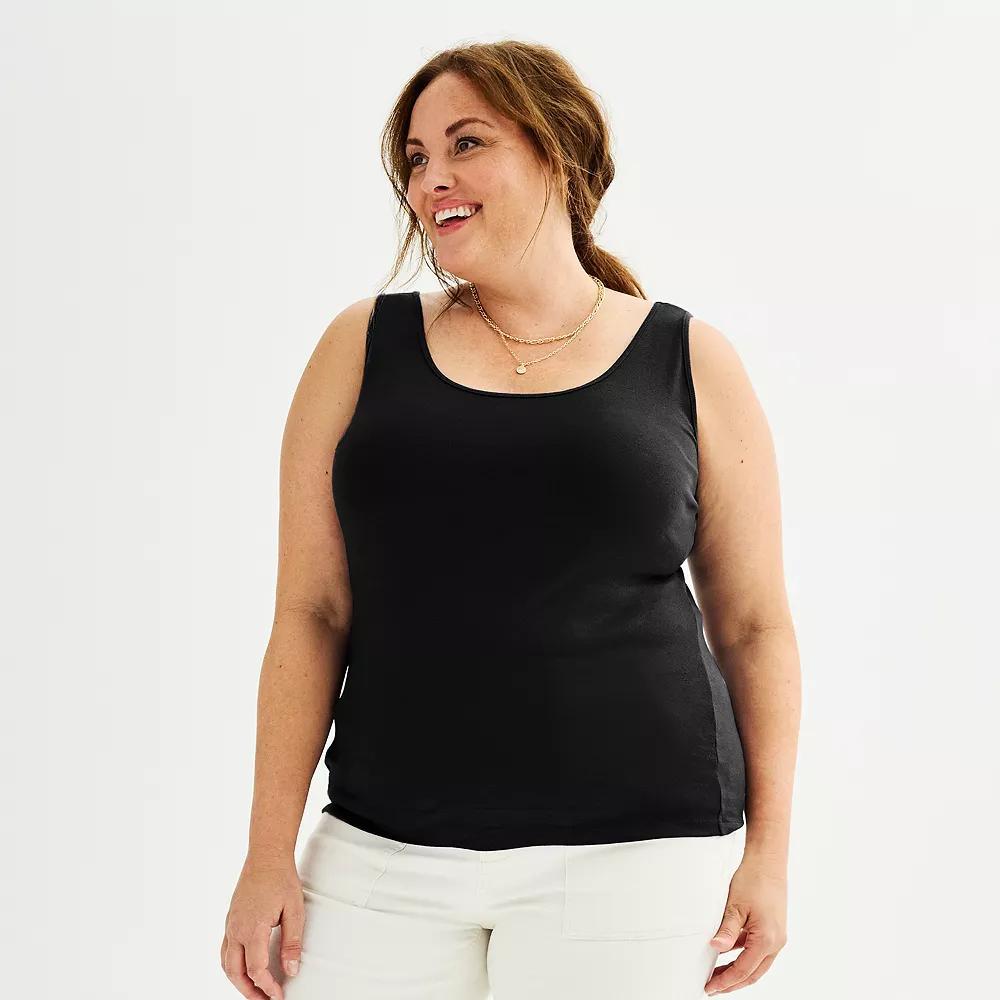 Plus Size Sonoma Goods For Life® Everyday Layering Tank, Women's, Size: 1XL, Pitch Black Product Image