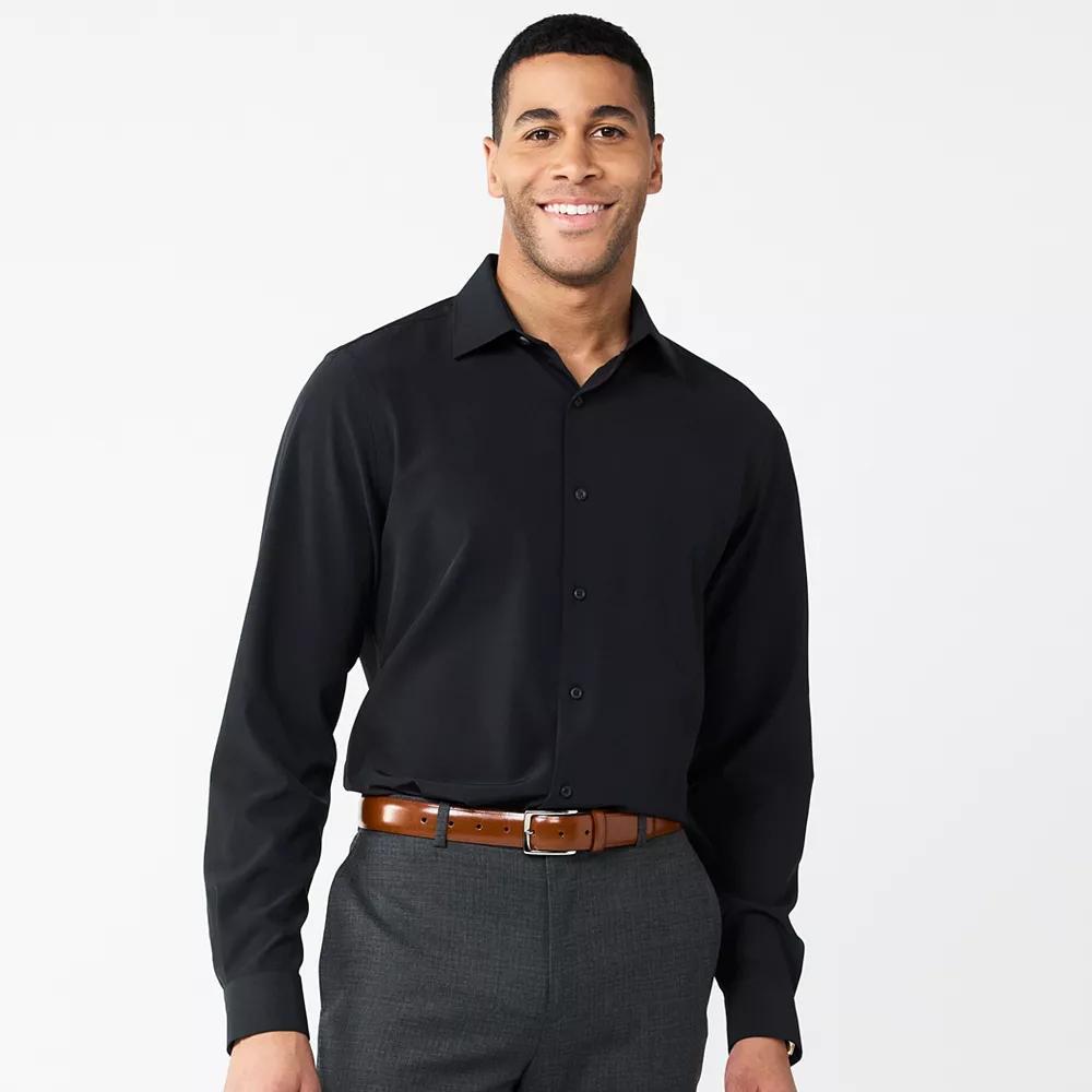 Men's Apt. 9® Performance Slim-Fit Wrinkle Resistant Dress Shirt, Size: Large-34/35, Black Solid Product Image
