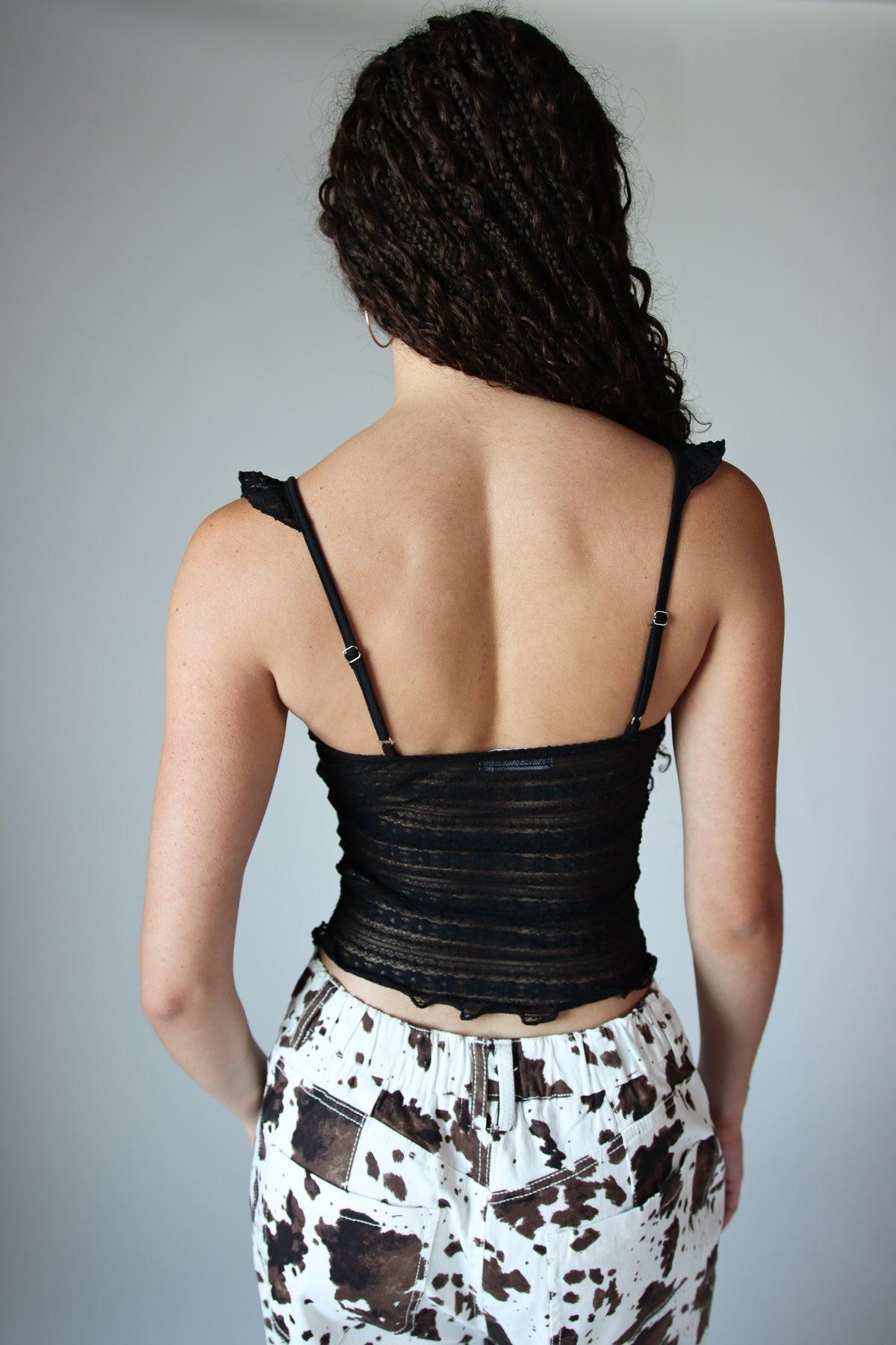 Ruffle Lace Tie Front Tank Top Product Image