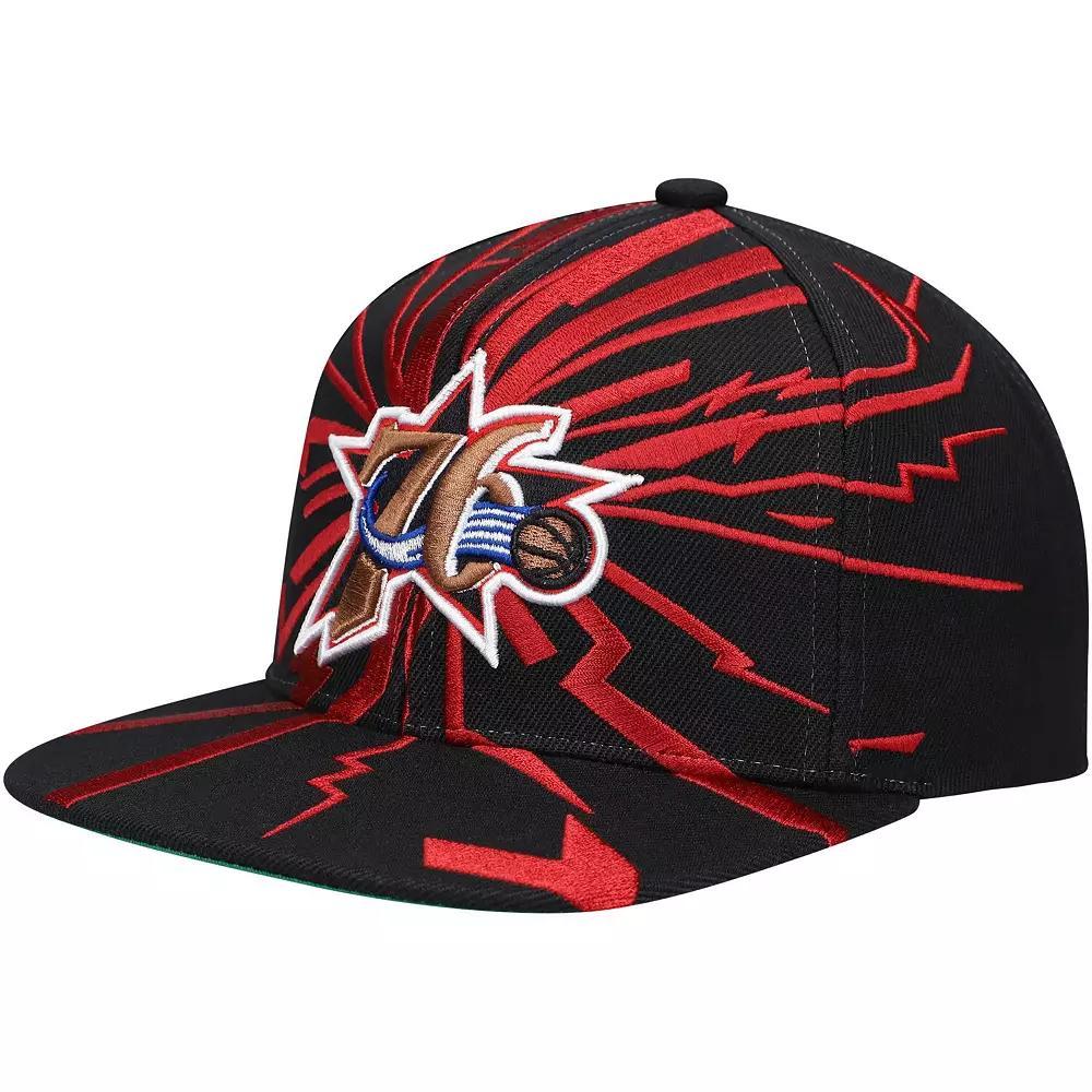 Men's Mitchell & Ness Black Philadelphia 76ers Hardwood Classics Earthquake Snapback Hat, 76r Black Product Image