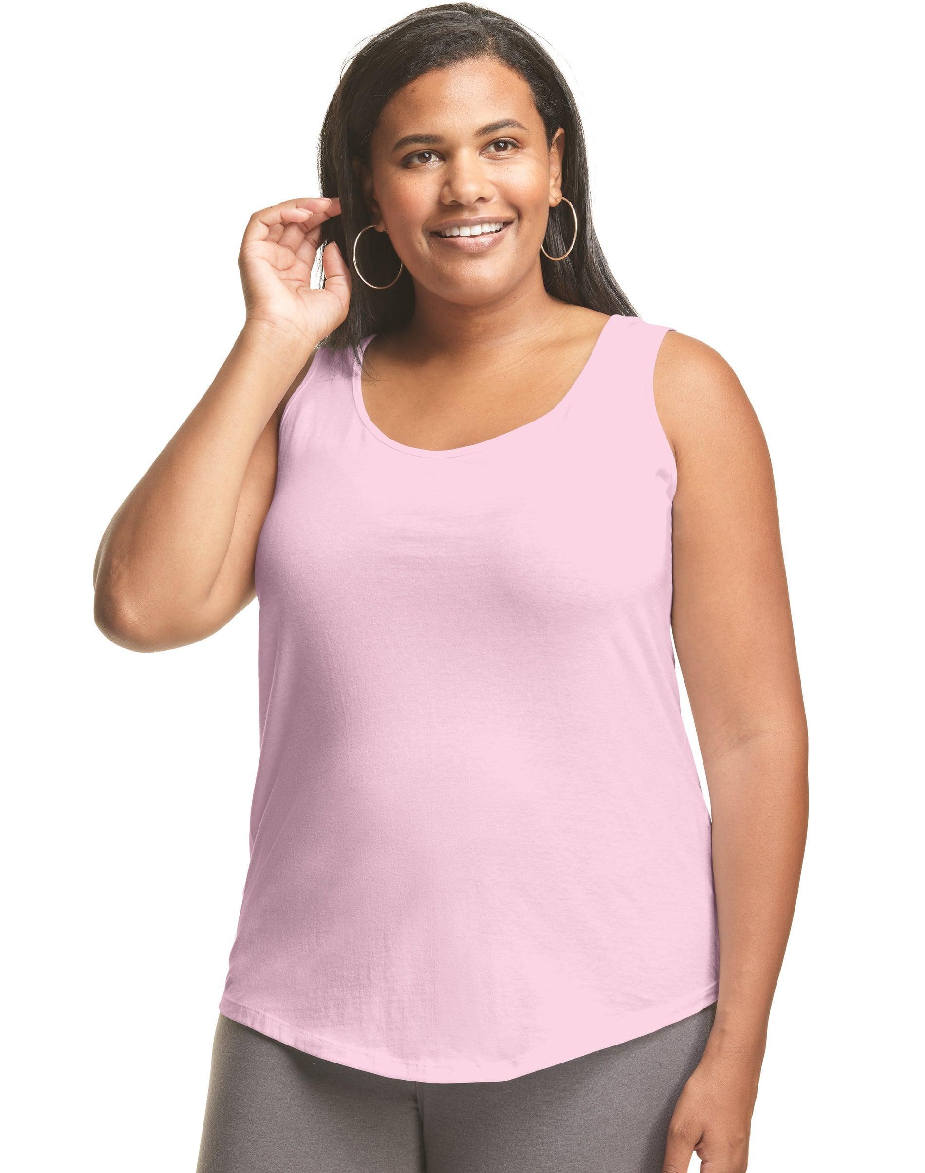 Hanes Just My Size Womens Cotton Jersey Tank, Shirttail Hem (Plus ) Process Blue 2X Product Image