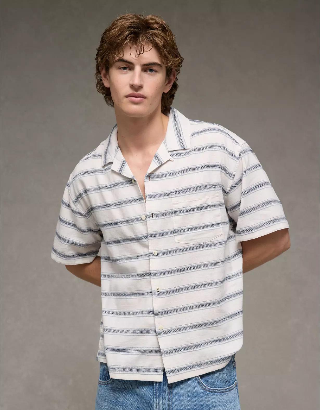 AE Poolside Striped Button-Up Shirt Product Image