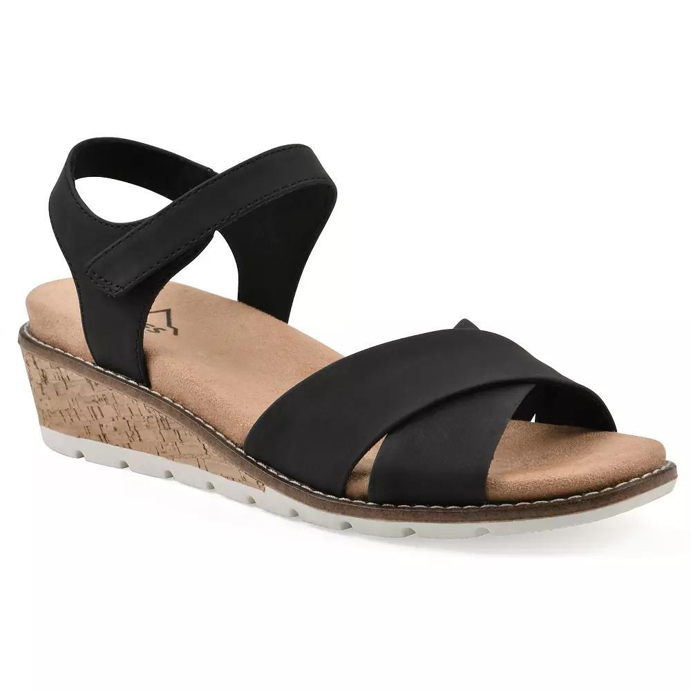 Cliffs by White Mountain Tinna Women's Wedge Sandals, Size: 11, Black Nubuck Product Image