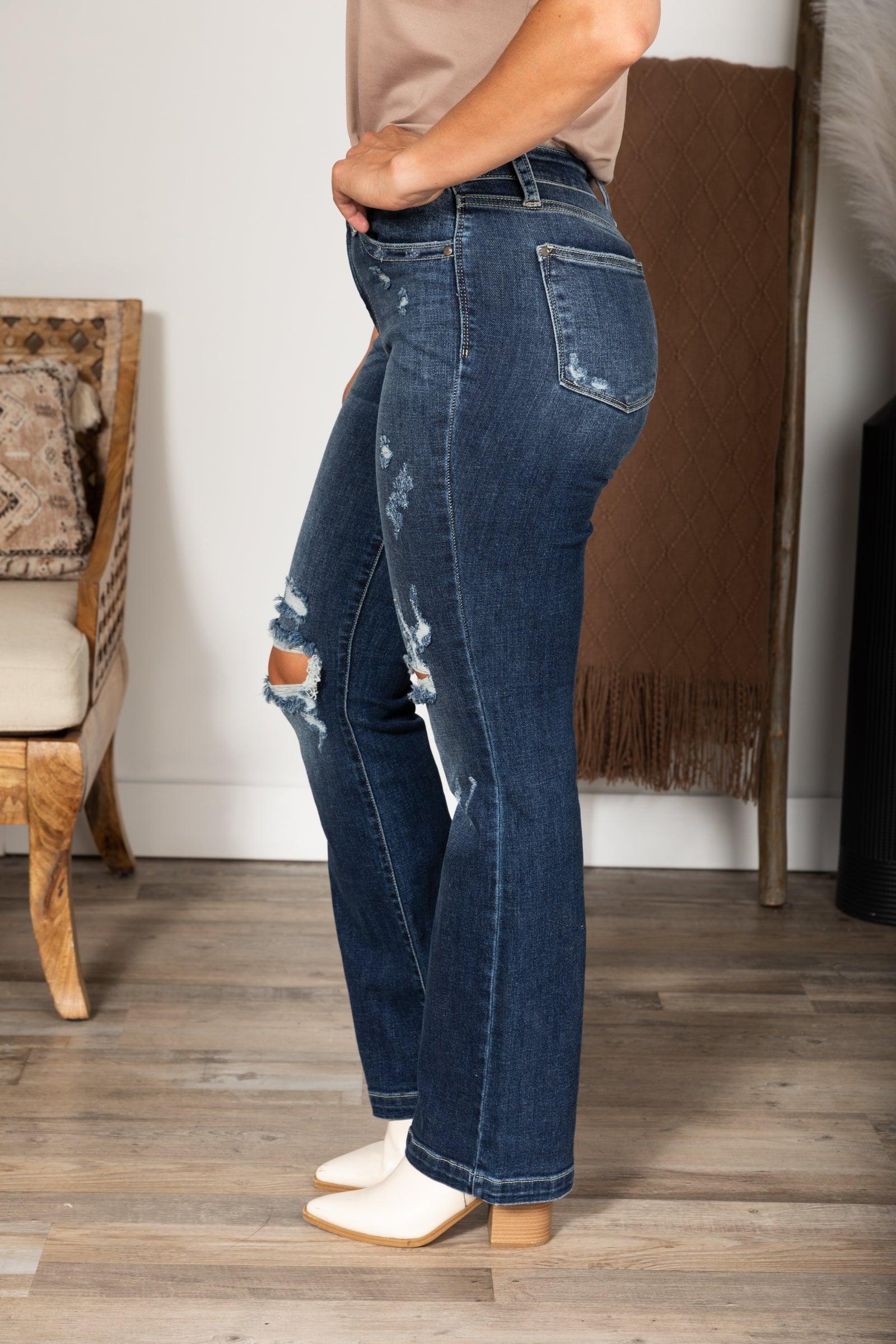 Judy Blue Bootcut Knee Distressed Jeans Product Image