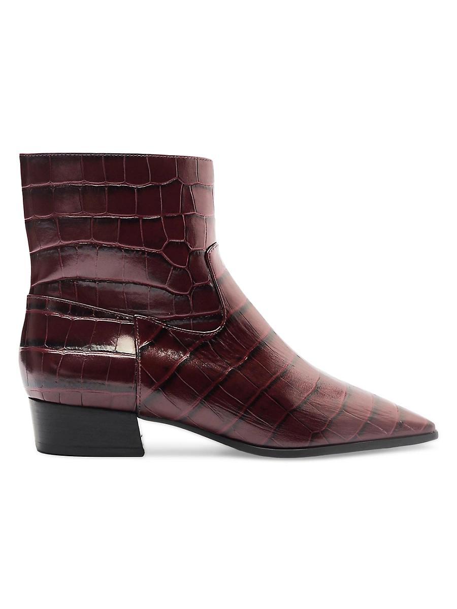 Womens Helena Crocodile-Embossed Leather Booties Product Image