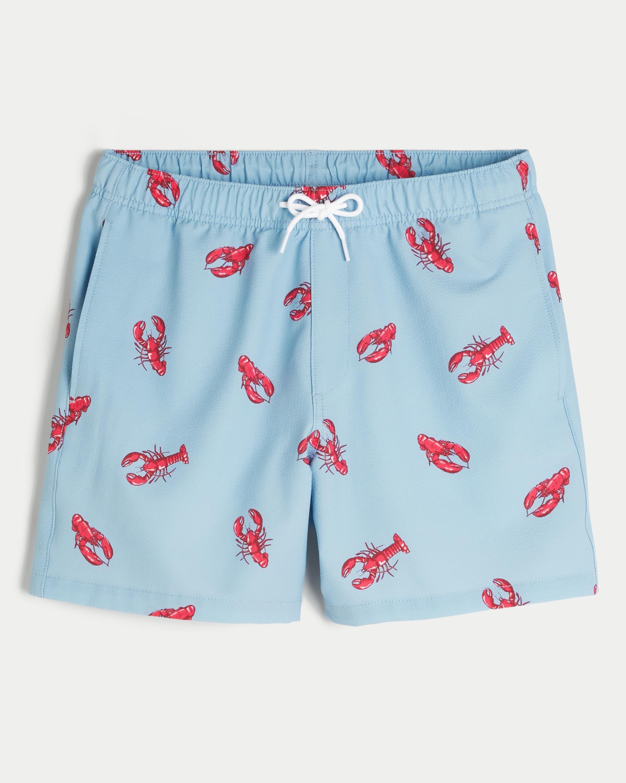 Mid-Thigh Seersucker Volley Swim Trunks Product Image