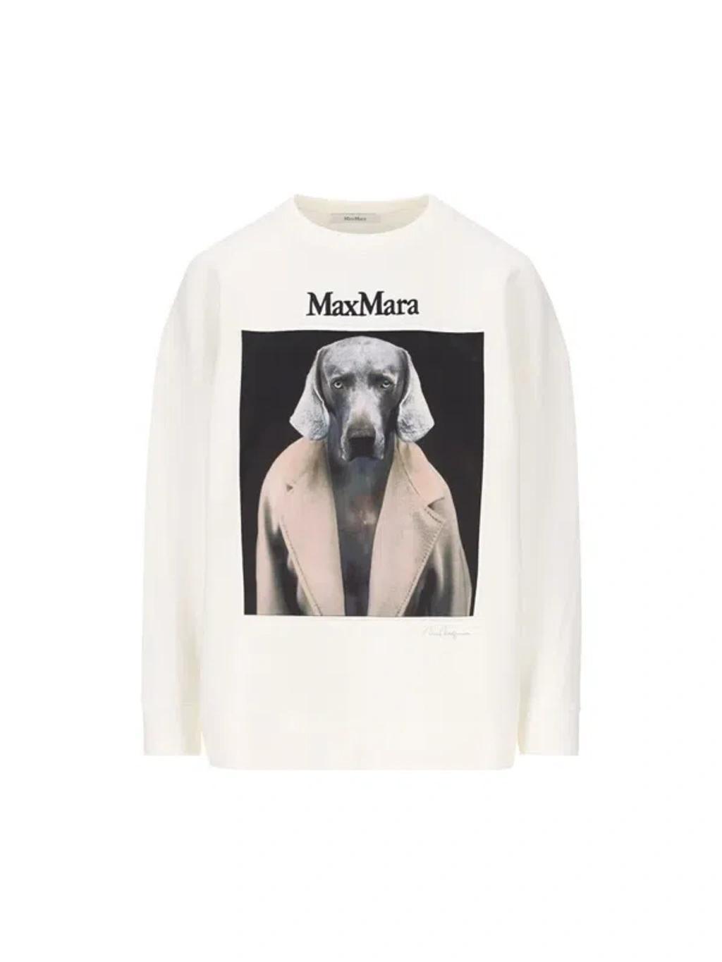 MAX MARA Women's Bacco - Cotton Sweatshirt With Wegman Print In Ivory Product Image