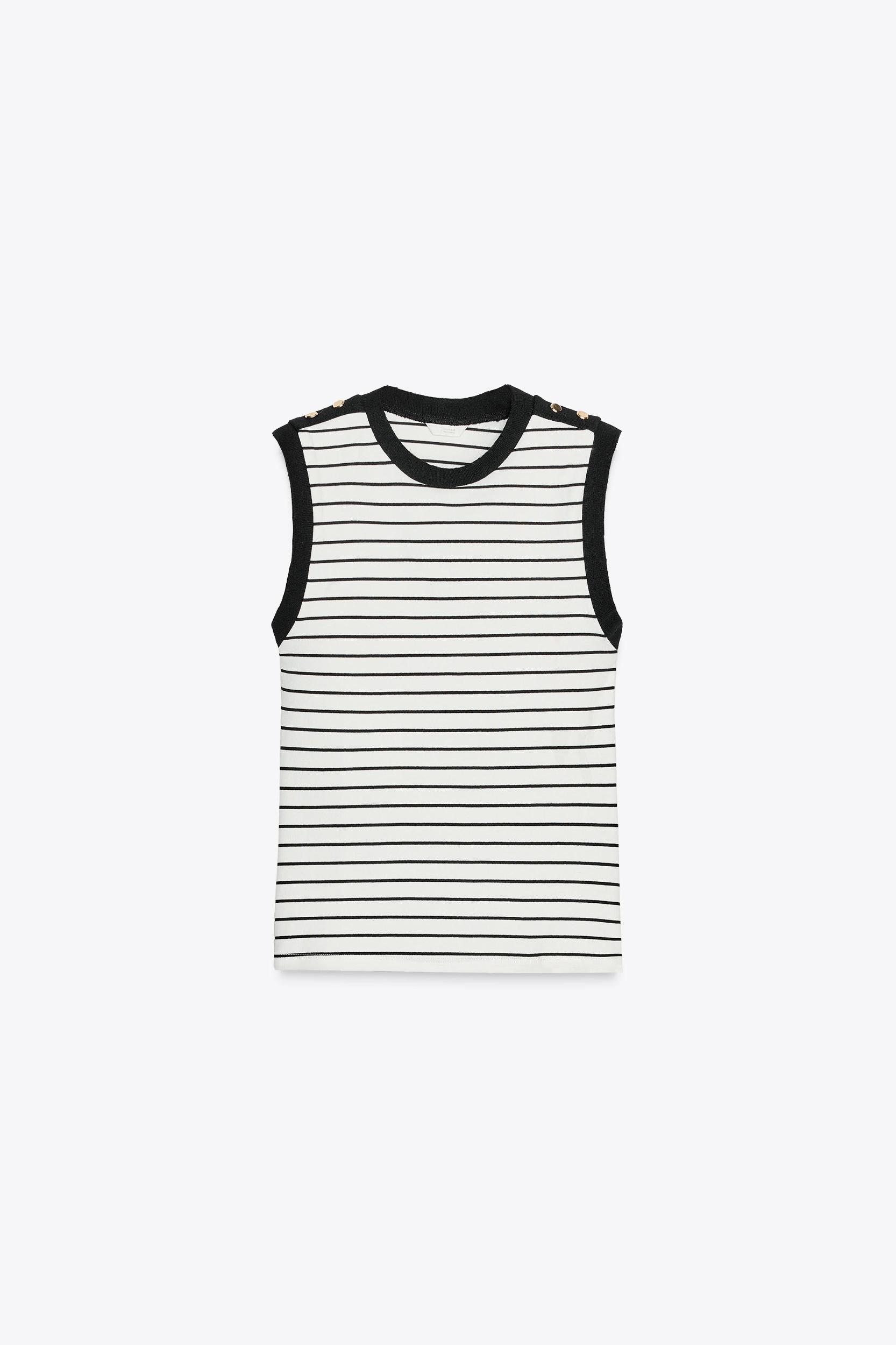 STRIPED BUTTON T-SHIRT Product Image