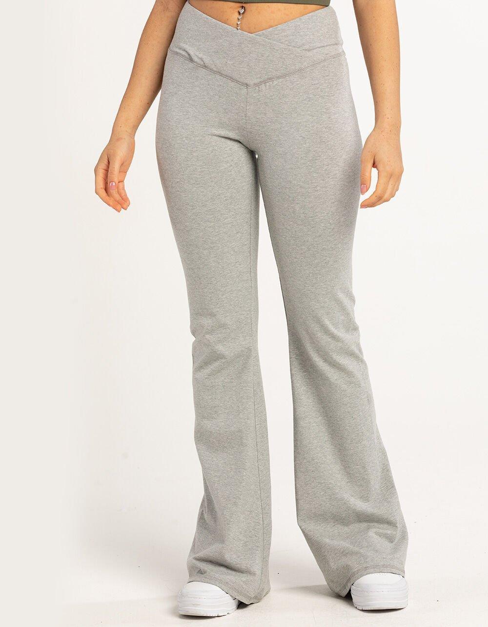 TILLYS Crossover Waist Womens Flare Leggings - HEATHER GRAY Product Image