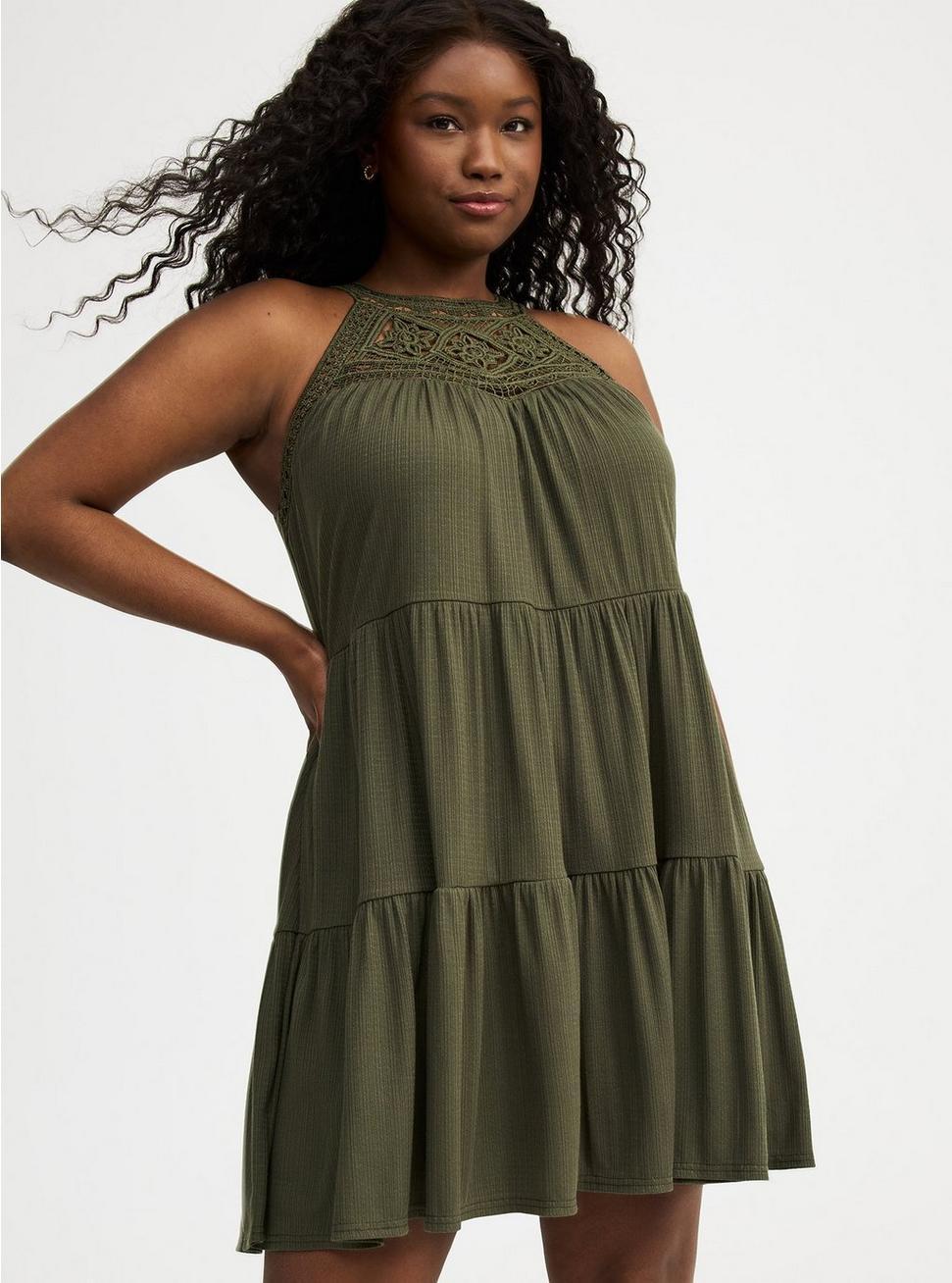 High-Neck Crochet Mini Dress Product Image