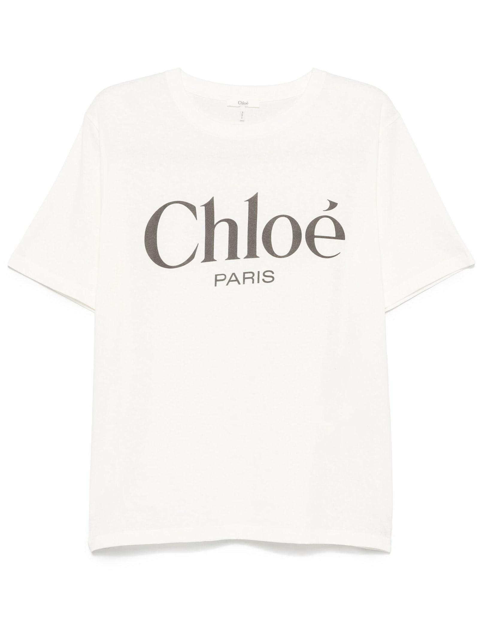 CHLOÉ Logo Jersey T-shirt In White Product Image