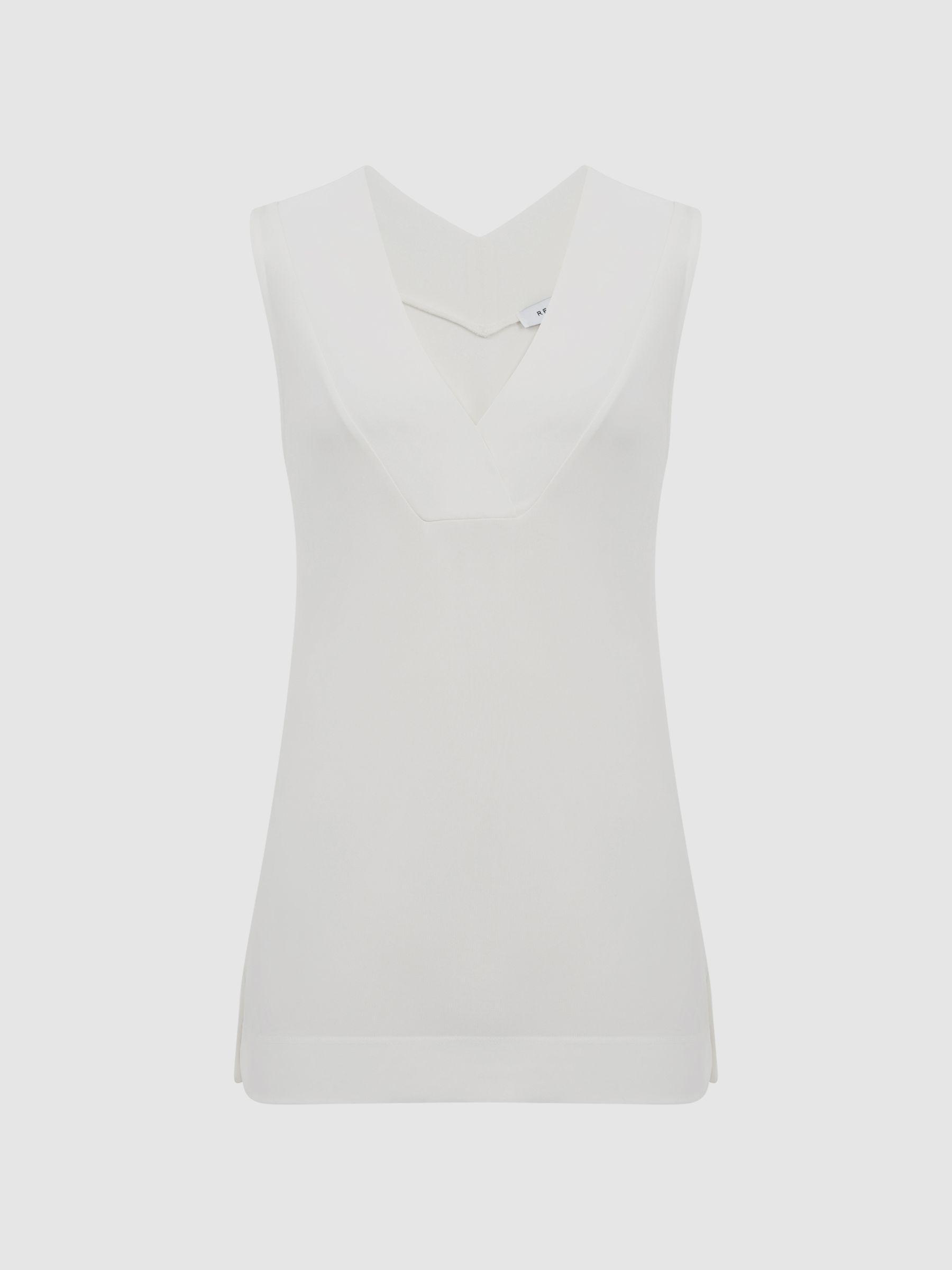 V-Neck Shell Blouse in Cream Product Image