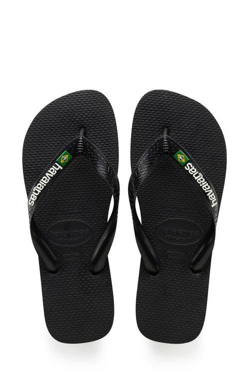 Havaianas Brazil Logo Unisex Flip Flops Black) Women's Sandals Product Image