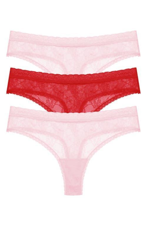 Natori Blisss Allure Lace Thong 3-Pack (Black/Cafe/Rose Beige) Women's Underwear Product Image