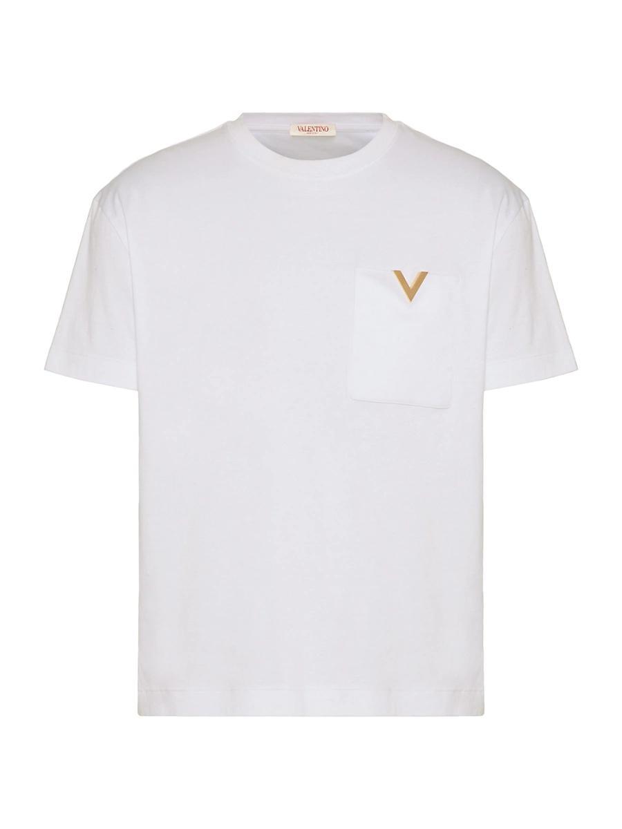 Mens Cotton T-Shirt with Metallic V Detail Product Image