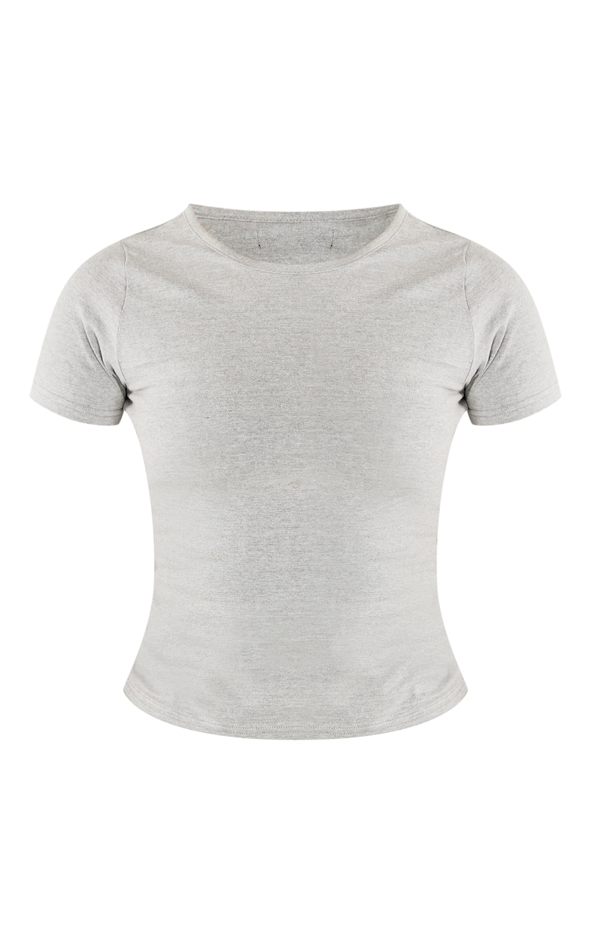 Petite Grey Marl Premium Cotton Cap Sleeve T-shirt Product Image