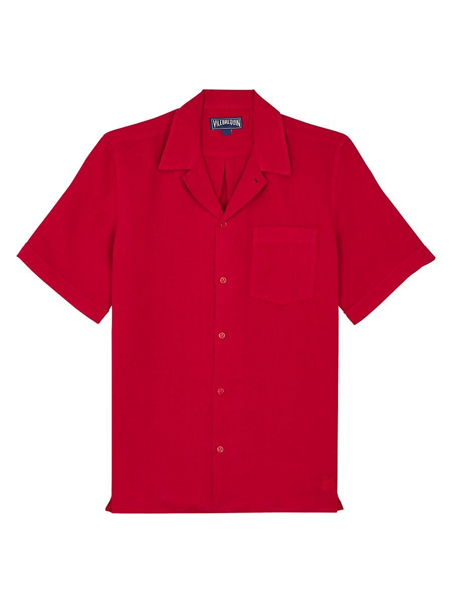 Mens Cotton Textured Camp Shirt Product Image