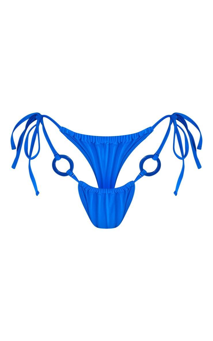 Blue O Ring Tie Side Bikini Bottoms Product Image