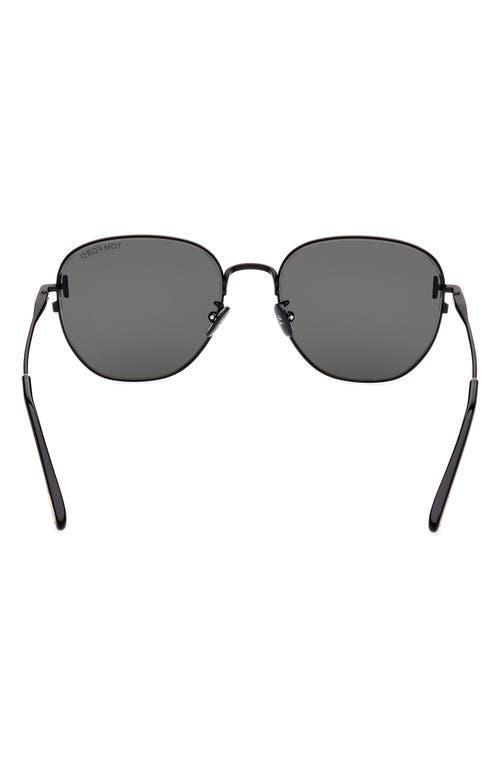 TOM FORD Round 56mm Sunglasses In Matte Black/smoke Product Image