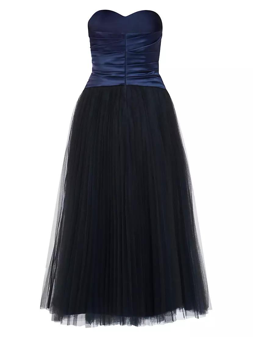 Pleated Bustier Tulle Midi-Dress Product Image