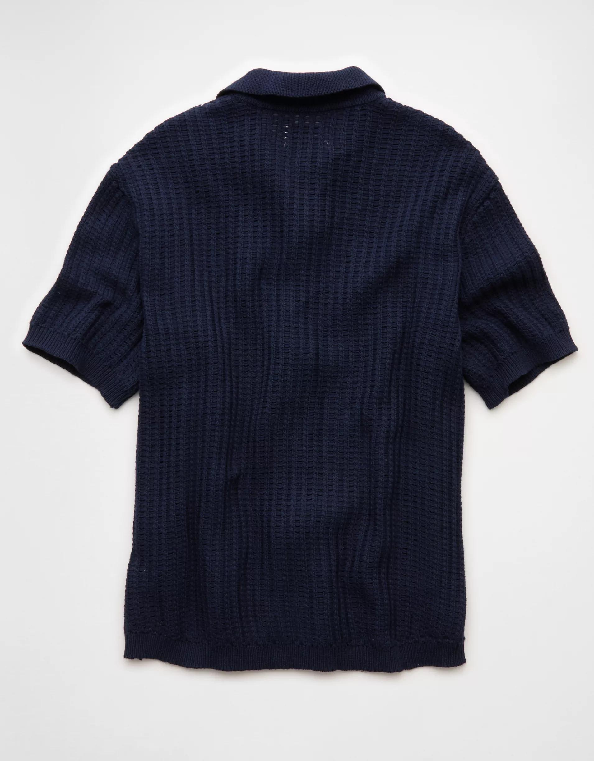AE Weekend Button-Up Sweater Polo Shirt Product Image