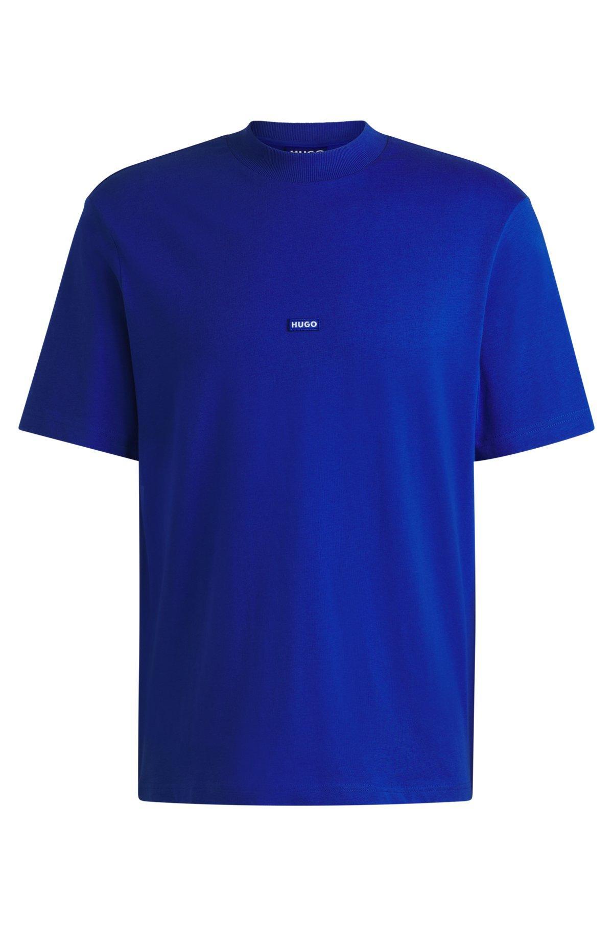 Cotton-jersey T-shirt with blue logo patch Product Image