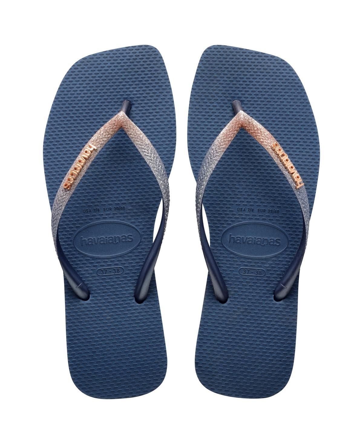 Havaianas Slim Square Glitter Flip Flop Sandal (Indigo ) Women's Sandals Product Image