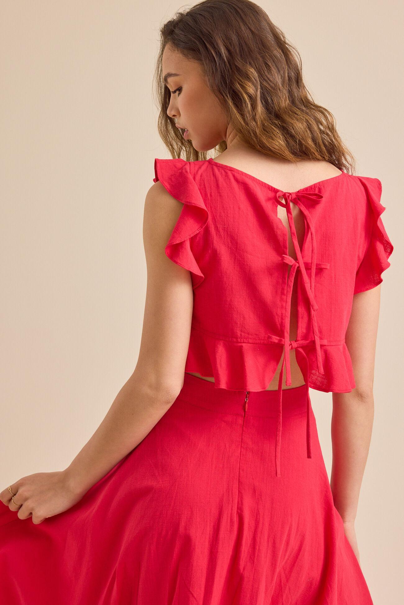 Grace Linen Ruffle Top Product Image